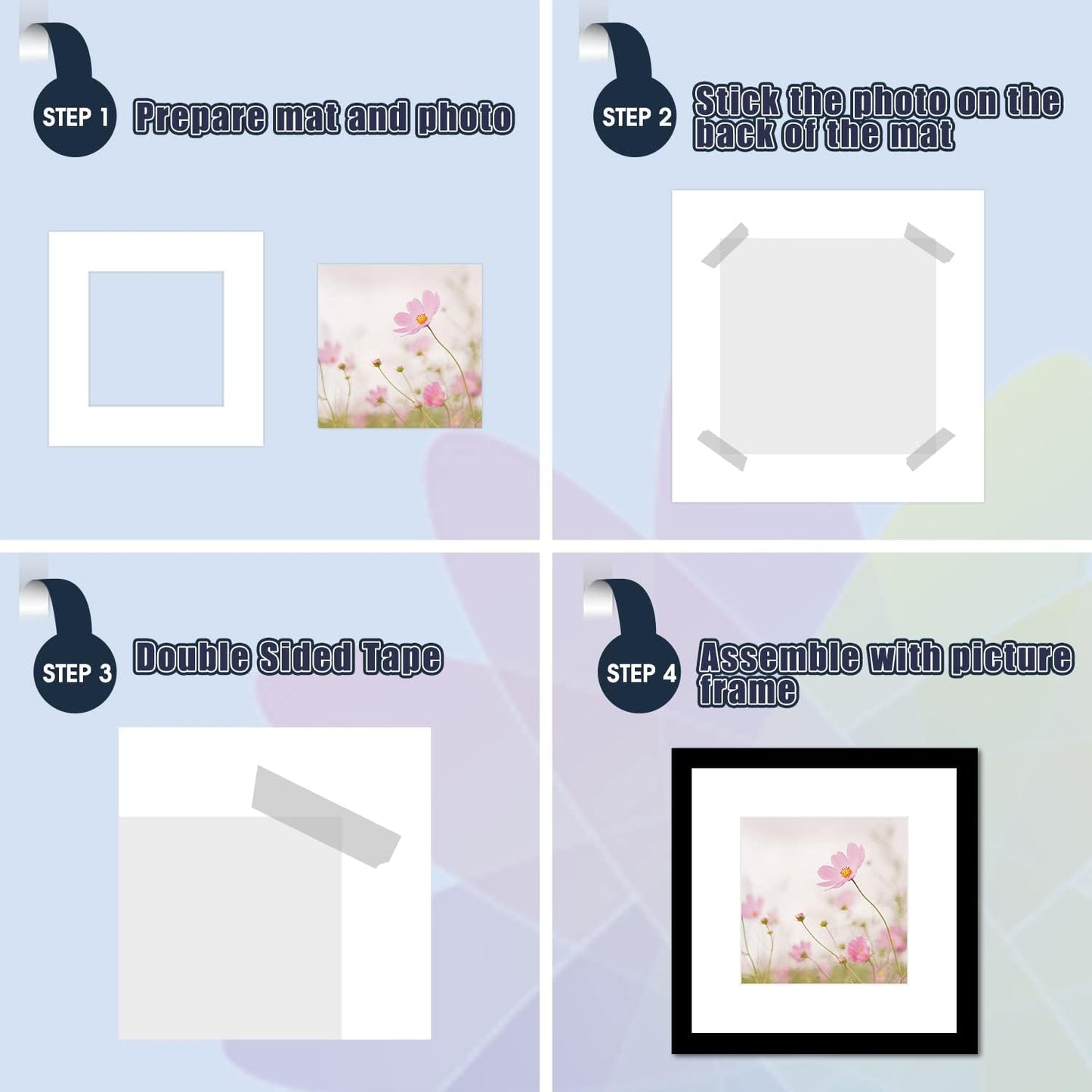 Mat Board Center, Pack of 10, 12x12 for 8x8 White Photo Picture Mats - Acid Free, 4-ply Thickness, White Core - for Pictures, Photos, Framing