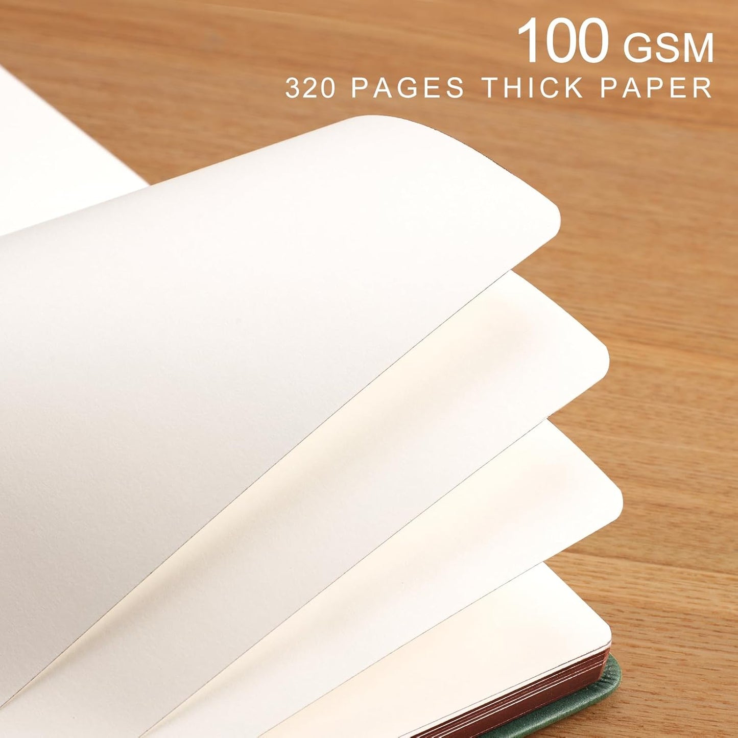 AHGXG Thick Journal Blank Notebook for Men - 320 Numbered Pages A5 Notebook for Writing, 100gsm Plain Paper, Vintage Leather Hardcover, for Women Work Office School, 5.75'' X 8.38''- Dark Green