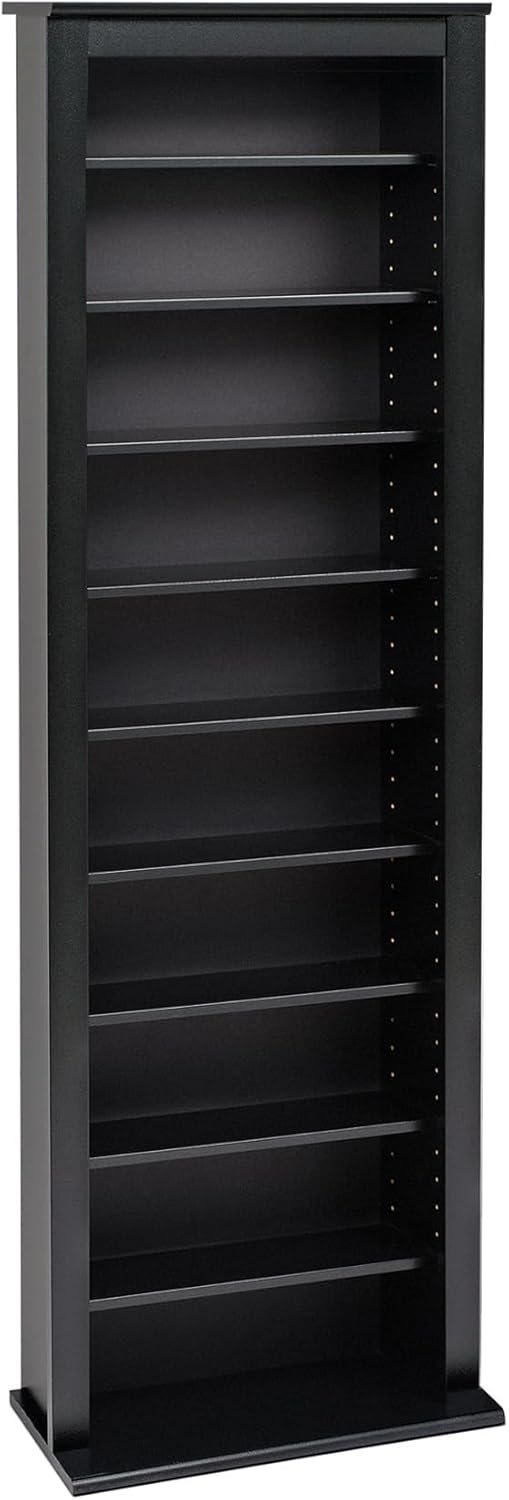 Prepac Narrow Cabinet Media Storage, Slim Barrister Tower, Black