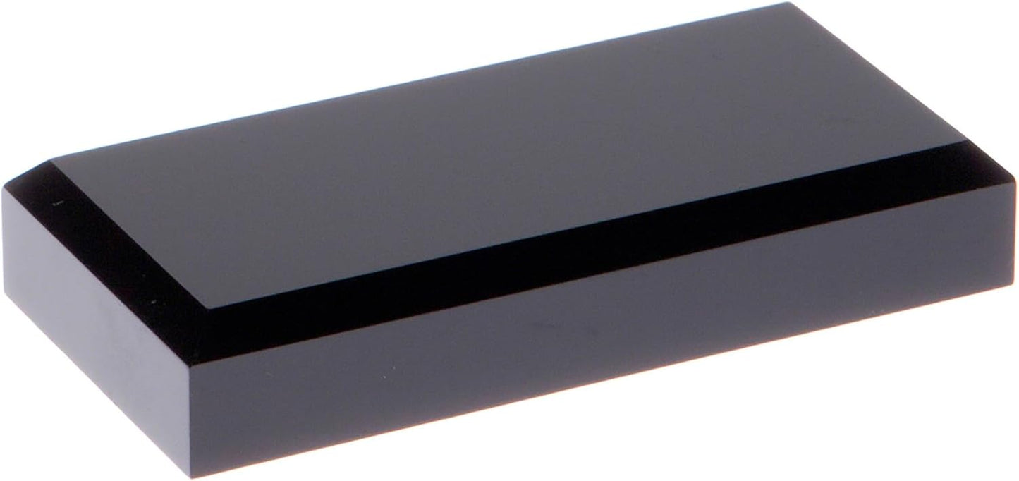 Plymor Black Acrylic Rectangular Beveled Display Base, 4" W x 2" D x 0.75" H, Pack of 3