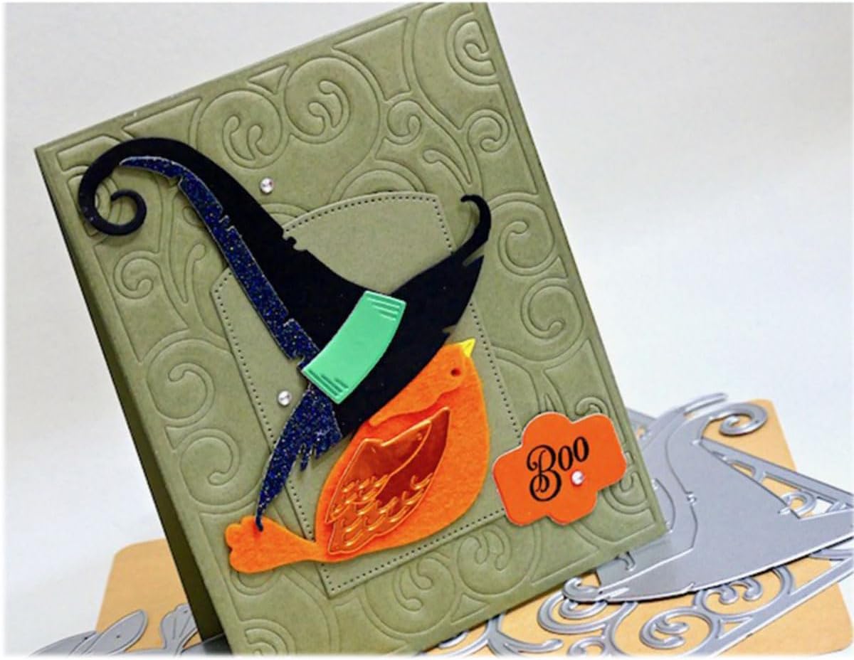 Cutting Dies Metal Stencils Scrapbooking Tools Flowers Lace Frame DIY Embossing Template for Paper Card Making Album Arts Crafts Supplies (Halloween Vine Frame-11.1x14.3cm)