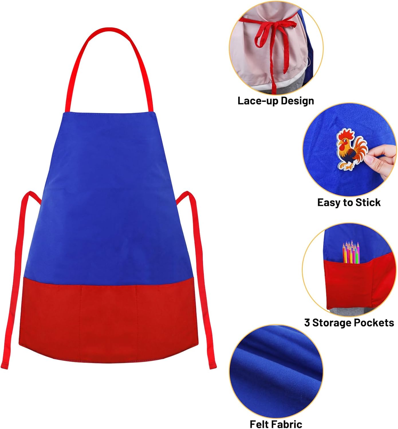 Felt Aprons for Toddlers & Kids - 3 Pocket Educational Storytelling Apron for Preschool, Autism, Classroom, and Homeschooling - Durable, Washable, and Interactive Learning Tool
