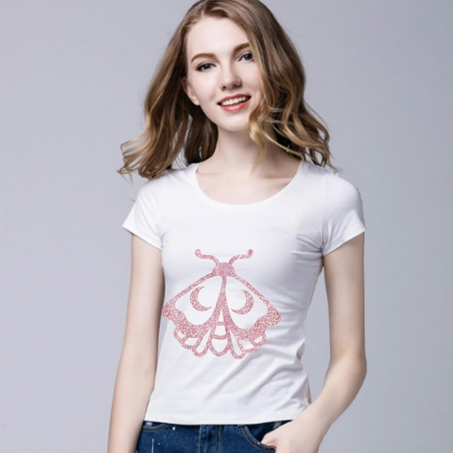 FUNKAKA Glitter Pink HTV Heat Transfer Vinyl Rolls, 12" x 8ft PU Iron on Vinyl for T-Shirt Pink Glitter HTV Vinyl for All Cutter Machines Easy to Cut & Weed for Heat Vinyl Design