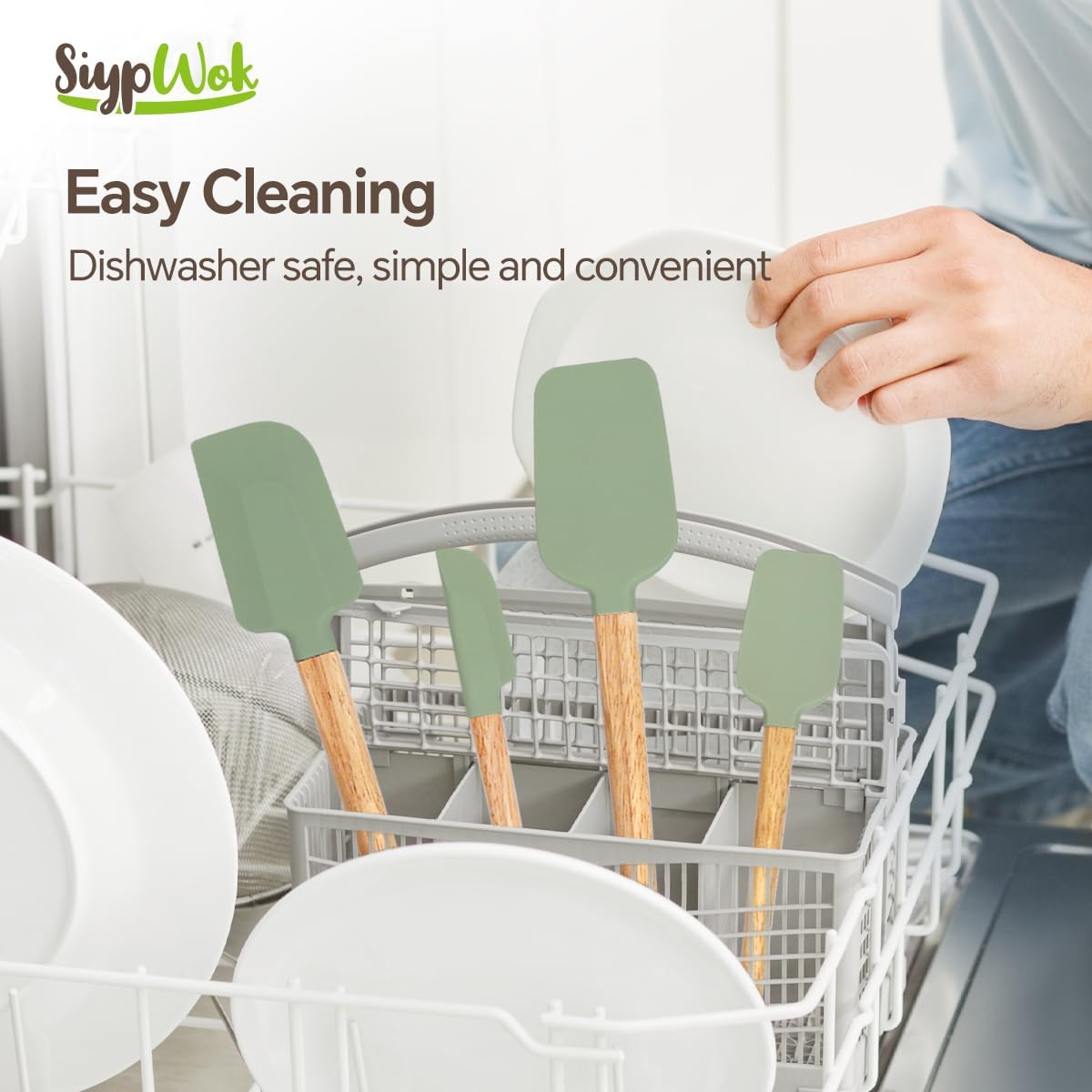 Silicone Spatula Set, Food Grade Rubber Spatula-4 Piece Nonstick Rubber Spatulas, Spoonula, Jar Scraper for Cooking, Baking, Mixing, Frosting - Heat Resistant Up to 600°F (Spatulas-Green)