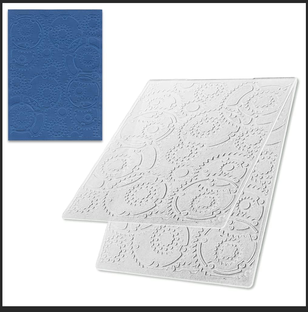 3-D Textured Impressions Gear Embossing Folder, Background Plastic Embossing Folder Template for Card Making Scrapbooking Paper Craft Album Stamps DIY Décor