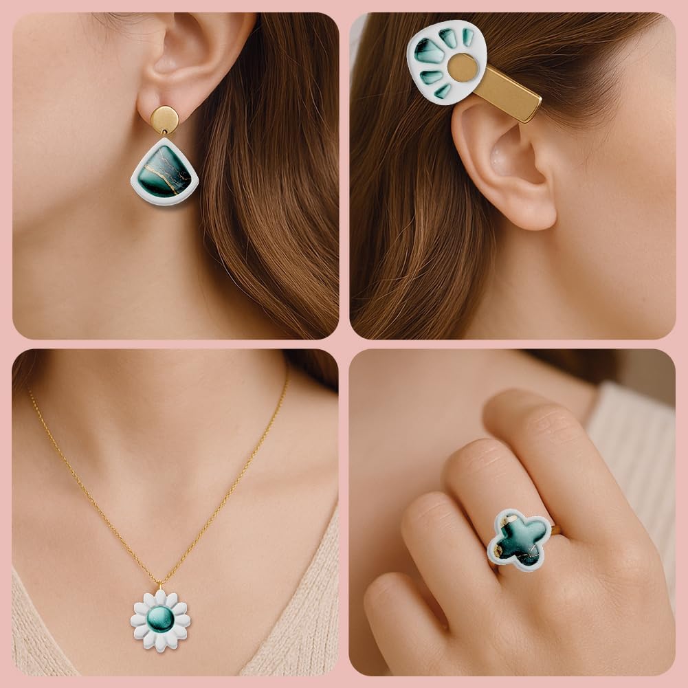 Polymer Clay Cutters - 22 Shapes Gemstone Earrings, Gemstone Polymer Clay Cutters for Jewelry, Earring Making Kit with Storage Box