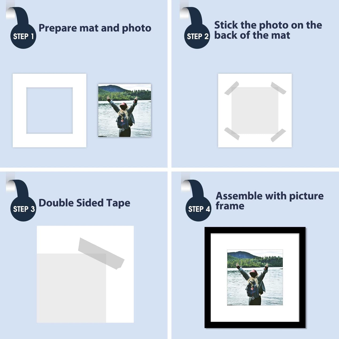 Mat Board Center, Pack of 20, 12x12 for 8x8 White Photo Picture Mats - Acid Free, 4-ply Thickness, White Core - for Pictures, Photos, Framing