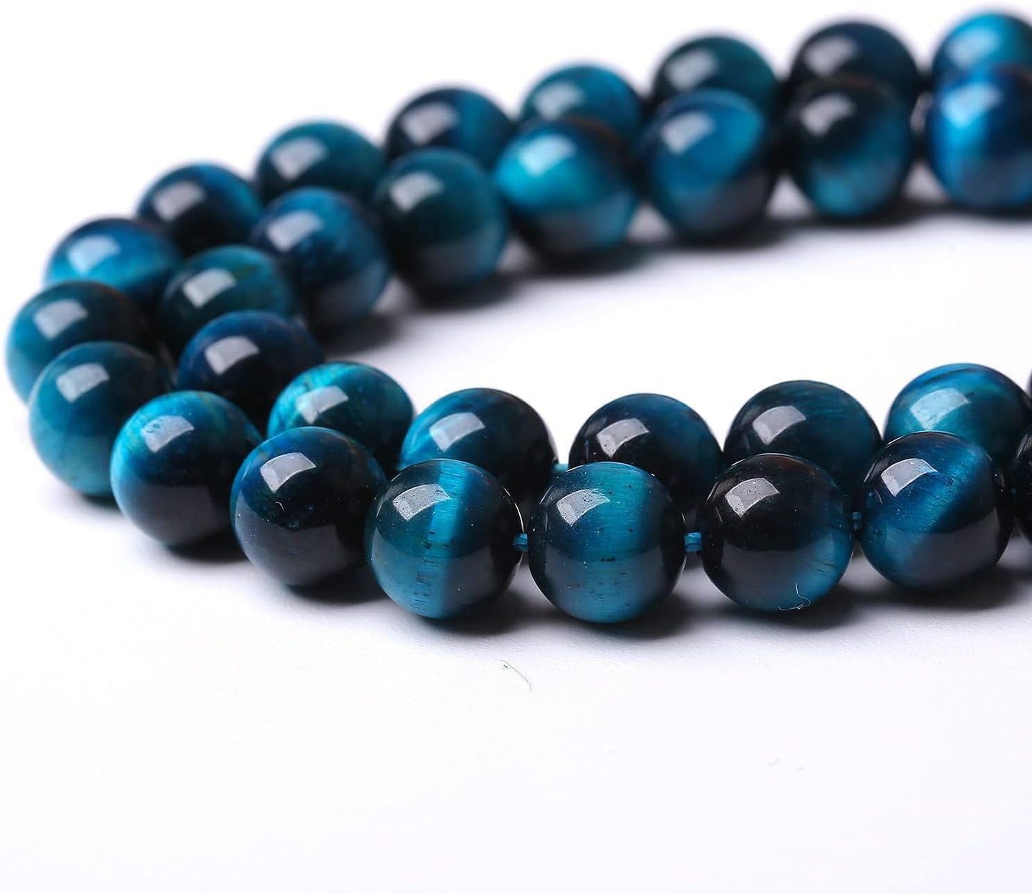 10mm 38pcs Blue Tiger Eye Gemstone Loose Beads Natural Round Stone Beads for Jewelry Making DIY Bracelet Necklace Earrings 1 Strand 15" (Blue Tiger Eye, 10mm)