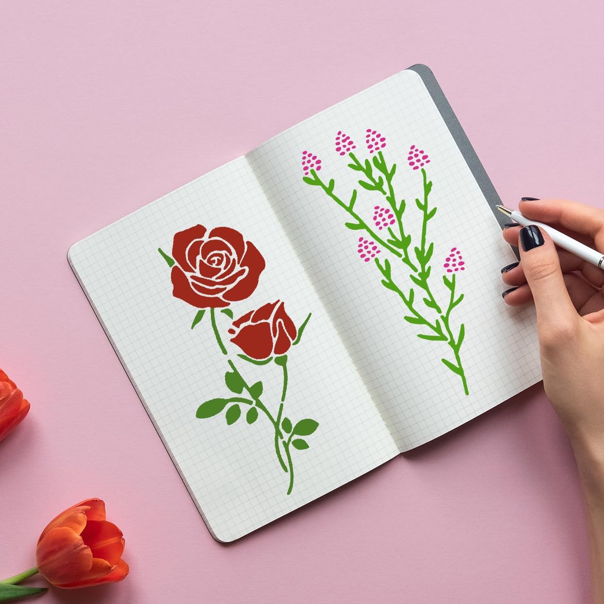 Floral Stencils for Crafts Reusable Flower Stencils for Painting on Walls Wildflower Stencil