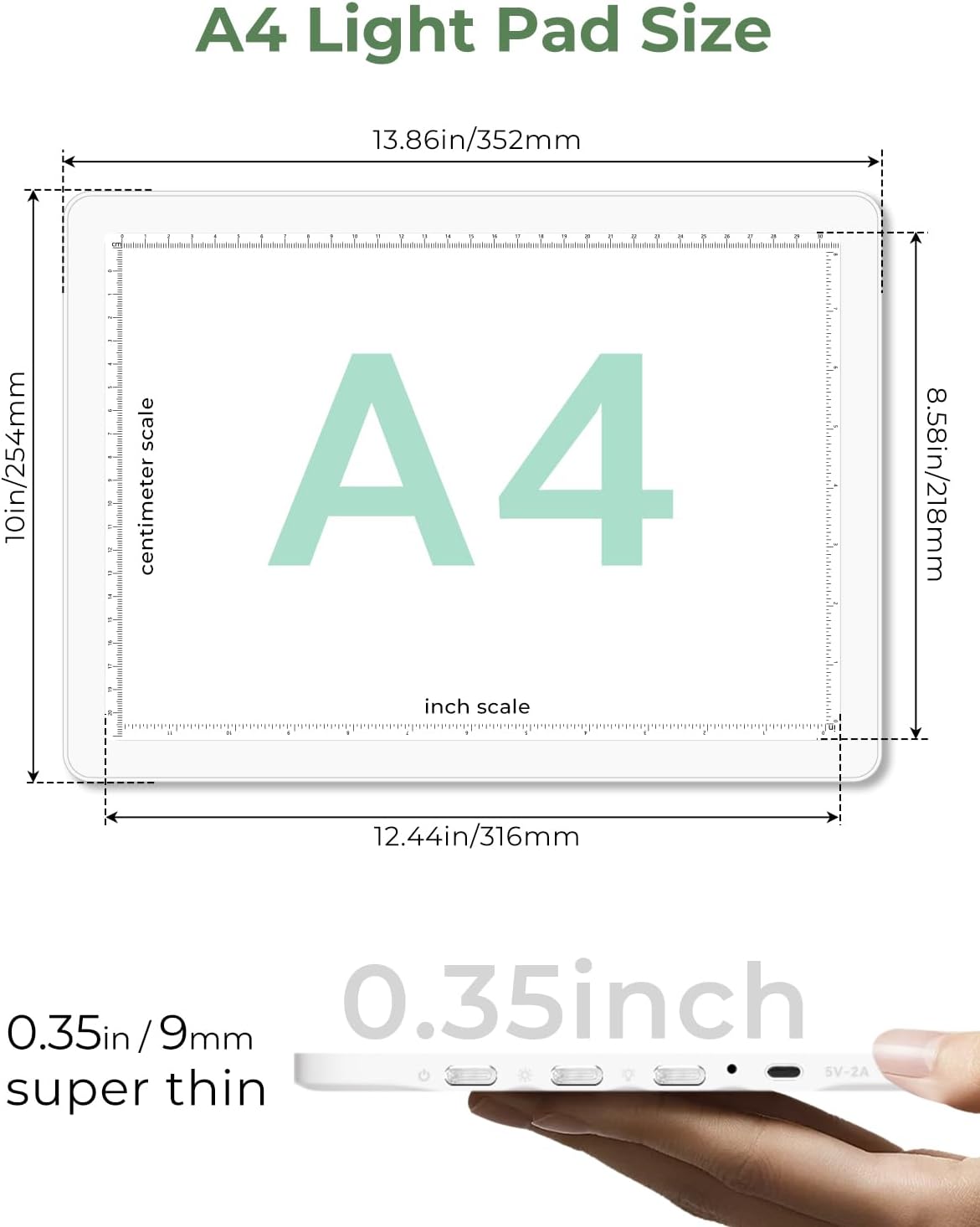 A4 Tracing Light Box for Drawing,Bawaslom Rechargeable Light Pad with Adjustable Stand and Strong Magnets,Ultra-Thin & Bright LED Drawing Board for Vinyl Weeding,Diamond Painting Art,Sketching