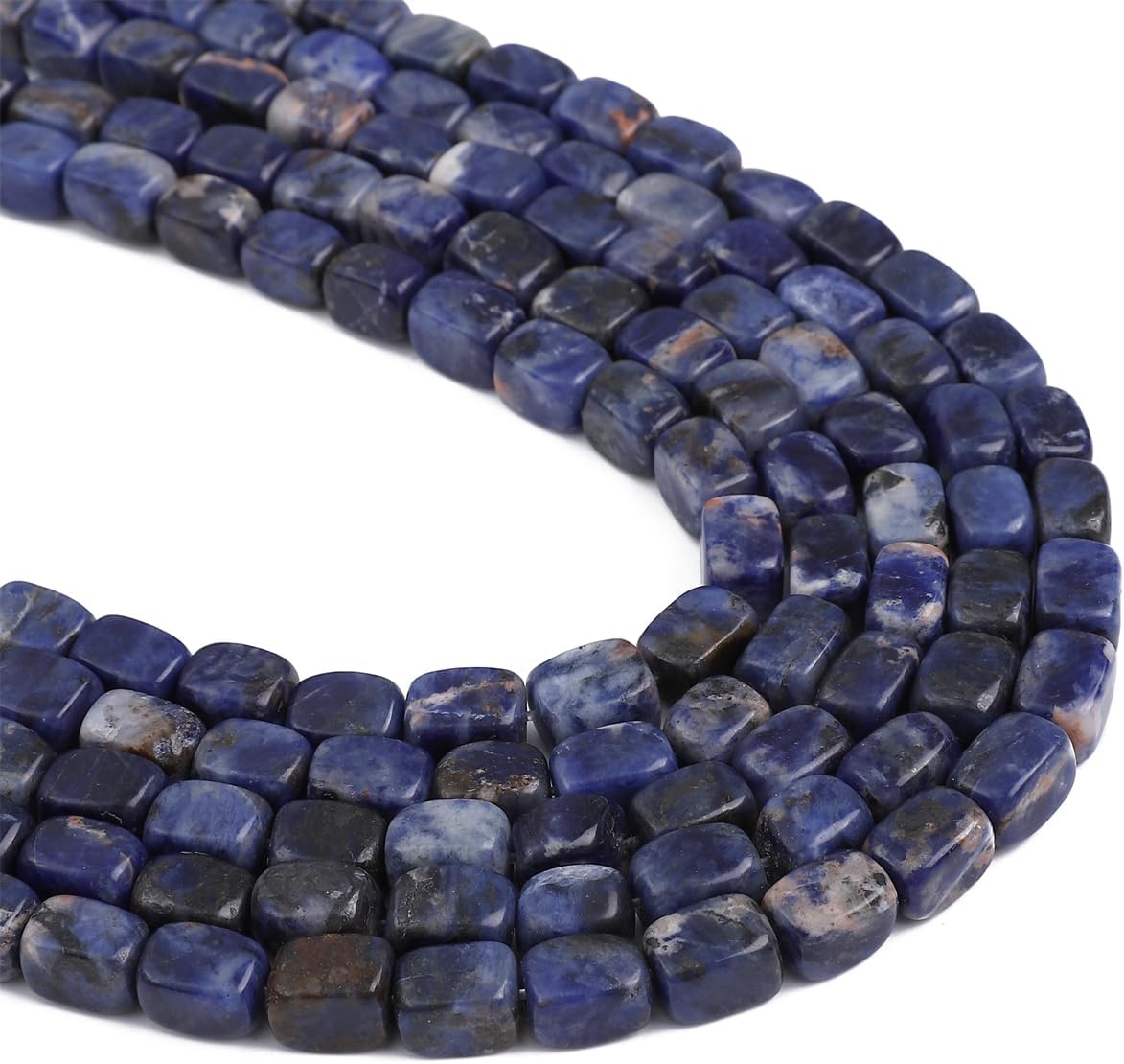 Natural Blue Sodalite Cuboid Stone Loose Semi Gemstone Beads for Jewelry Making 8mmx12mm 38cm/Strand
