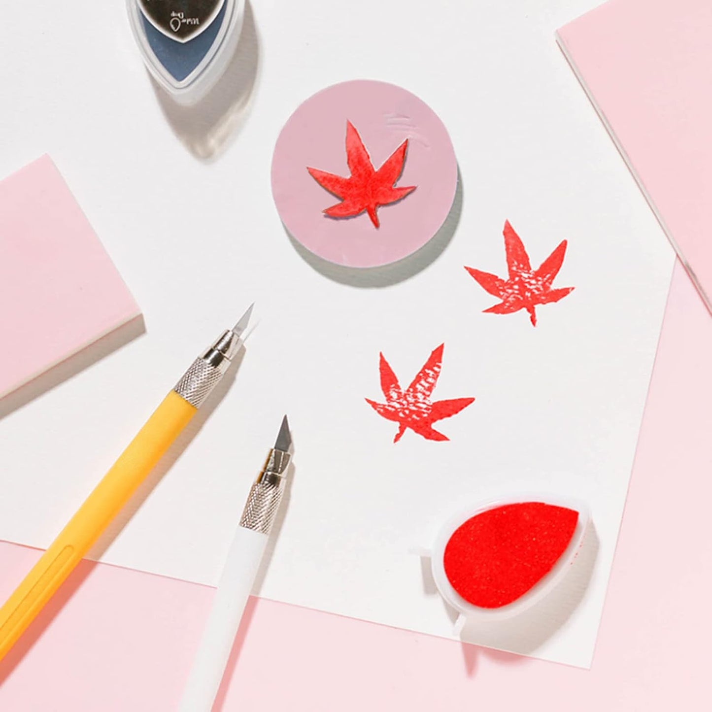 Tosnail 16 Pack 4" x 6" Rubber Stamp Carving Blocks, Soft Rubber for Craft Project - Great for Beginners and Professional - Pink