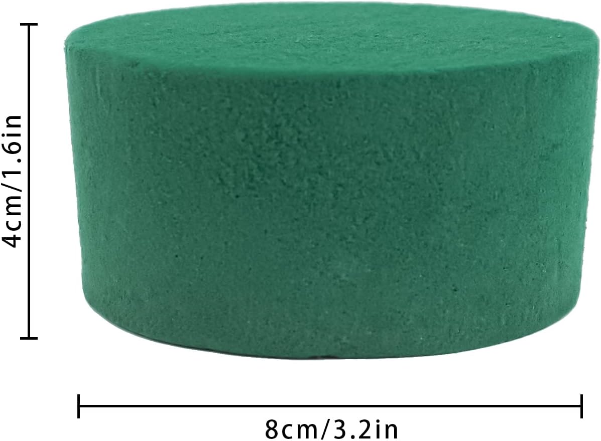 Prashent 6 Pcs Round Floral Foam Blocks,Green Wet Dry Flower Foam Plant Foam for Fresh & Artificial Flower Arrangements DIY Craft 3.2" X 1.6"