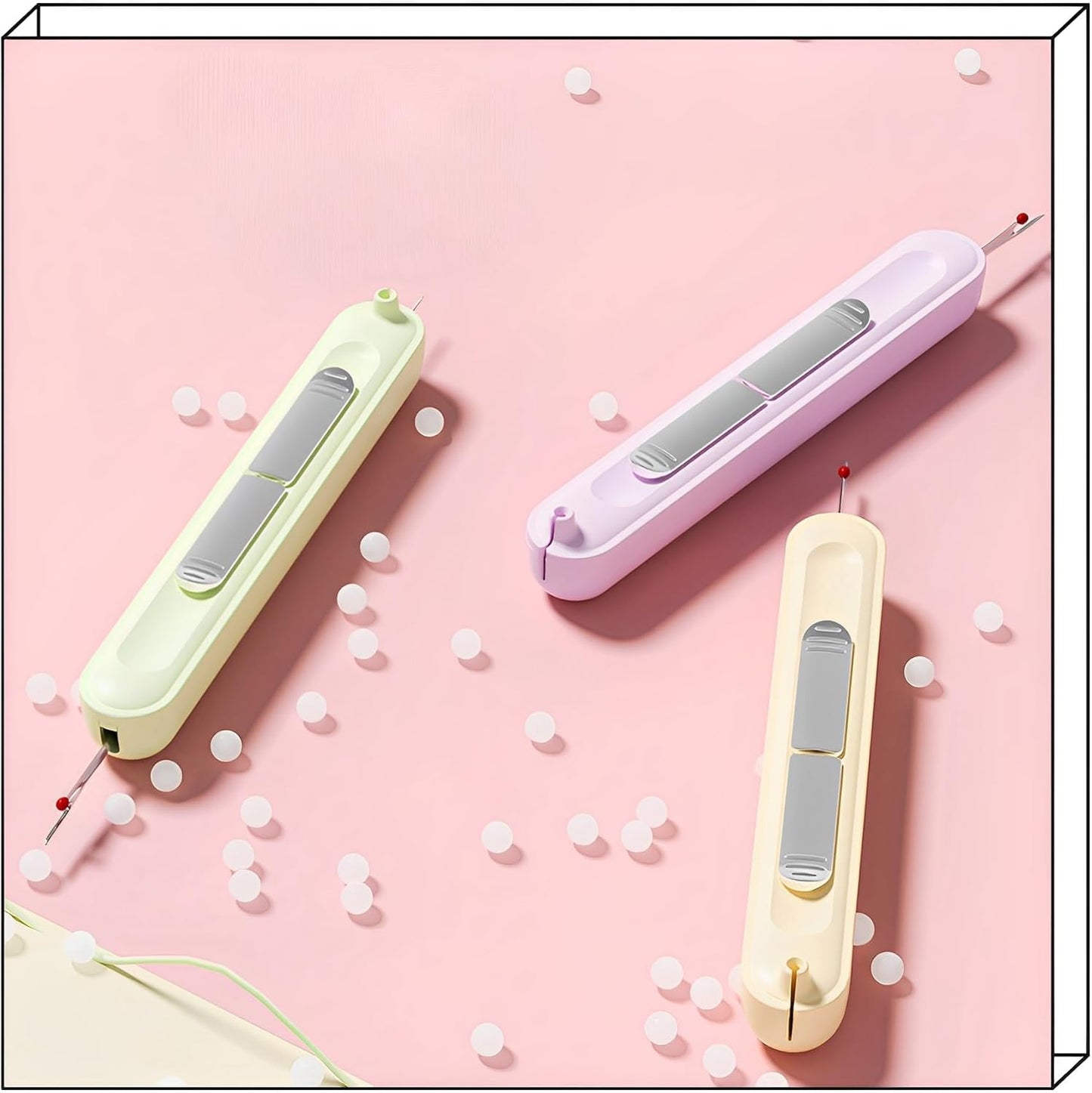 Upgraded 2 in 1 Automatic Needle Threaders Seam Ripper,Quilting Supplies Sewing Kit,Quick Sewing Machine Loop Needle Threaders (2PCS-Green,Yellow)