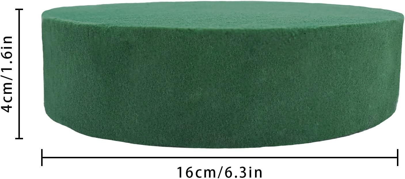 Prashent 4 Pcs Round Floral Foam Blocks,Green Wet Dry Flower Foam Plant Foam for Fresh & Artificial Flower Arrangements DIY Craft 6.3" X 1.6"