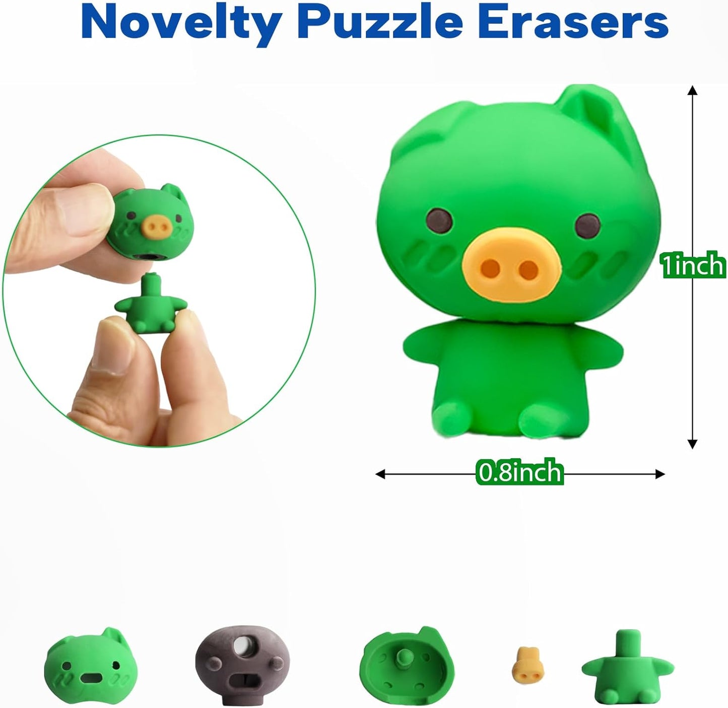 Animal Erasers for Kids, 45 Pcs Kids Pencil Erasers Bulk Puzzle Erasers for School Classroom Prizes
