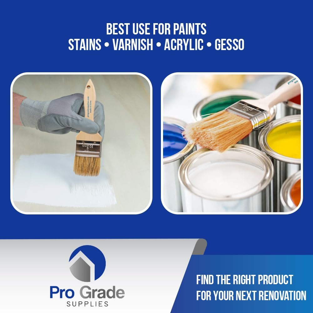 Pro Grade - Chip Brush – Paint Brush Set – 24 Pack - Natural China Bristle Paintbrush Set for Art, Craft, Epoxy, Varnish, Resin, Stain, Glue, Gesso, Primer, Acrylic and Oil Paint