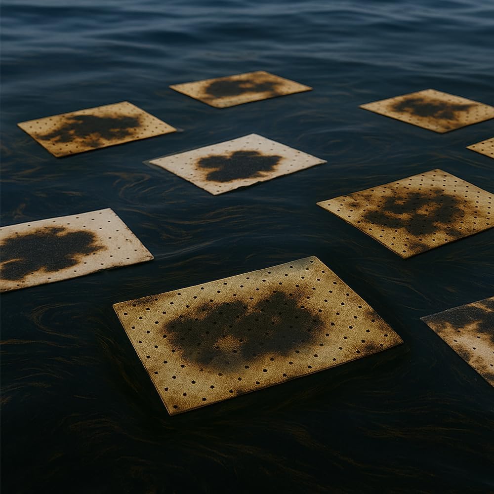 FLASHDRY Heavy Duty Oil Absorbent Pads - 300GSM/4mm (100 Pack, 17.5"x13.5") - Oil-Only Spill Pads for Garage, Marine, Automotive & Industrial Use - Fast Absorbing, Unsinkable, Cut to Size