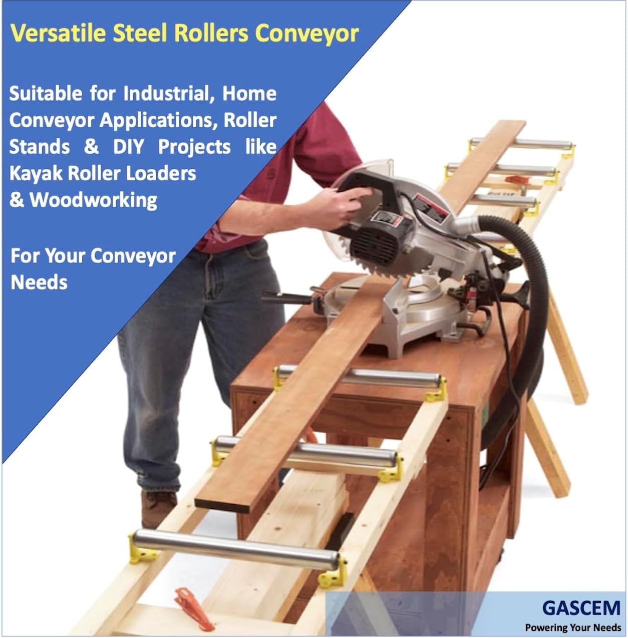 Pack of 2 10"BF Long Roller and Bracket l 1.5"Ø Galvanized Steel Conveyor Roller I Set of Roller and Bracket Versatile as Support Rollers for Woodworking, Roller Stand or Bike Rollers Conveyor Rollers
