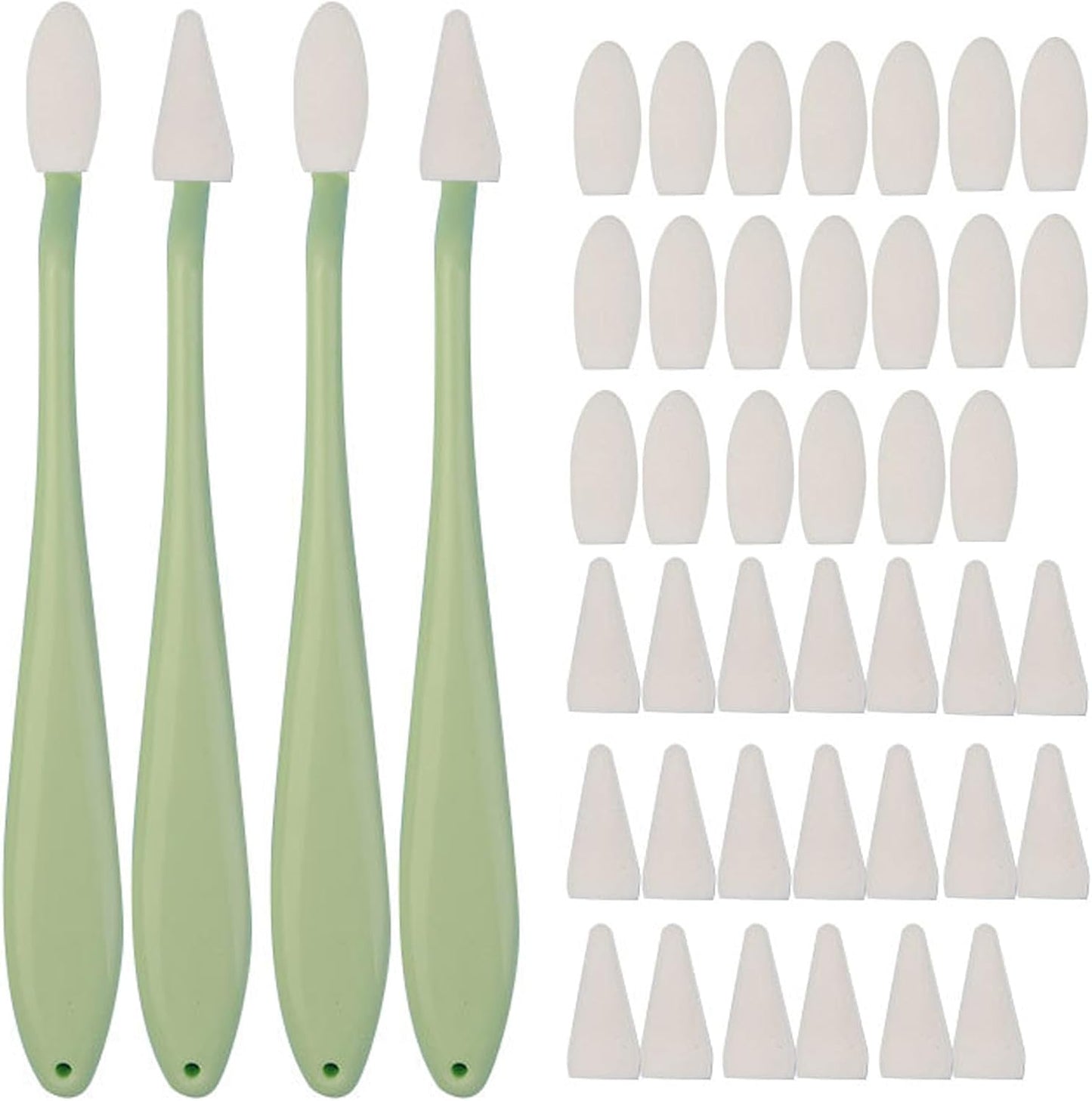 44 Pcs Blending Stumps & Sponge Wipers Set for Artists - 4 Handles + 40 Replaceable Sponge Tips - Charcoal, Graphite, Pastel Blenders for Sketching, Shading & Correcting Drawings (Green)