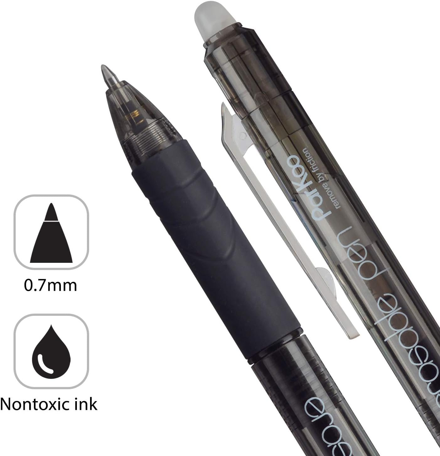 ParKoo Retractable Erasable Gel Pens Clicker, Fine Point, Make Mistake Disappear, Black Ink for Note Taking and Crossword Puzzles, 6-Pack