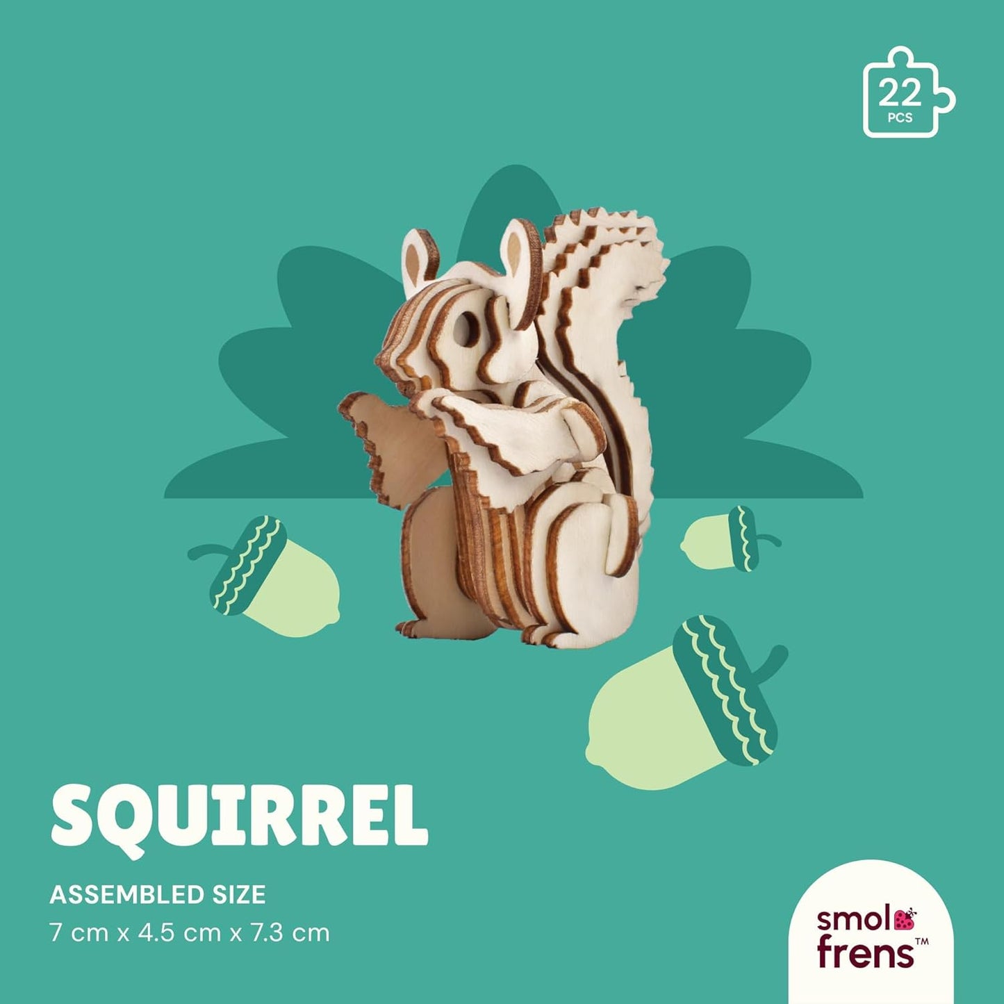 Wooden Animal Puzzles for Ages 8+, 5 Pack 3D Wooden Puzzles, STEM Kits for Kids & Adults, Wood Crafts Model Kits, STEM Toys, DIY Art Projects, Educational Gifts Toys, Party Favors - Woodland Frens