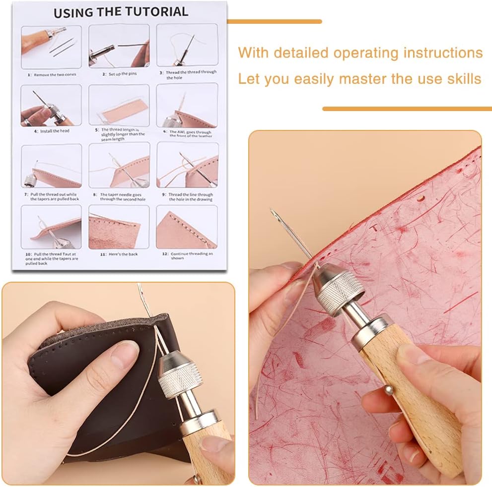 6 Pack Waxed Thread Leather Sewing Awl Replacement Spools, Repair Stitch Thread, Leather, Canvas Sewing Awl for All Stitching Tool, 3-Color