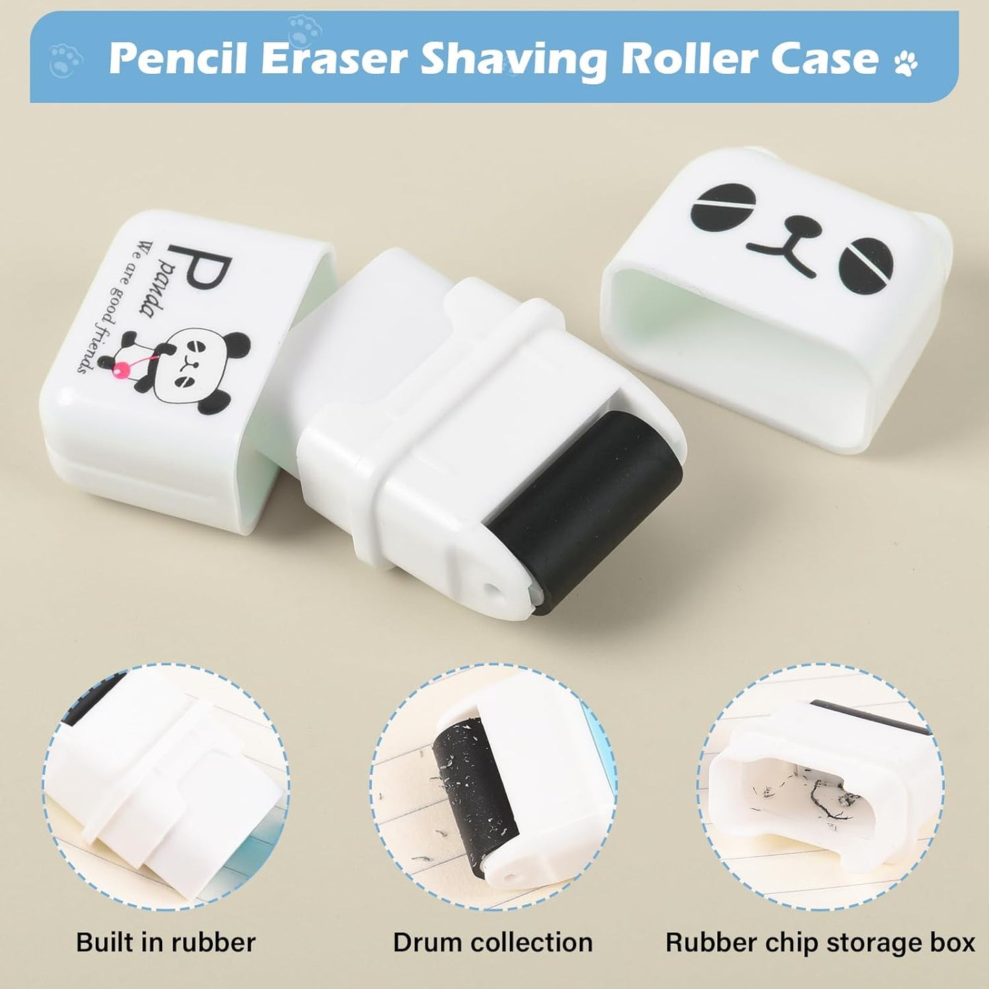 24 Pcs Cute Eraser for Pencils Cute Animals Eraser with Cover and Clean up Roller Kawaii Erasers for Kids Fun Erasers Back to School Supplies Kid Party Favors Gift