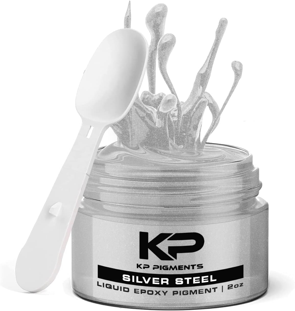 Epoxy Pigment Paste for Epoxy Resin, Tint/Pigment Paste with Spoon for Arts and Crafts, Jewelry, Resin Woodworking and More! (Silver Steel)