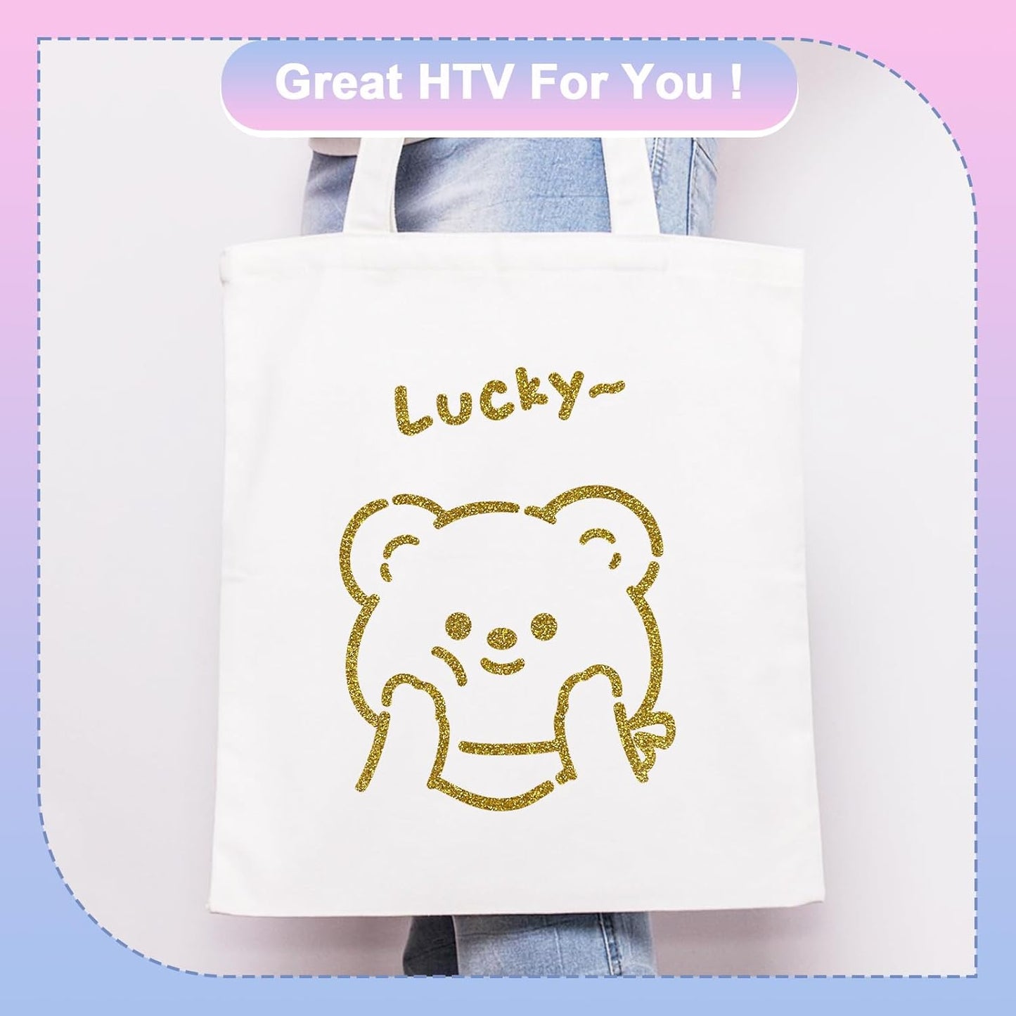 Glitter HTV Heat Transfer Vinyl Rolls- 12" x 10ft. Glitter Iron on Vinyl for DIY T-Shirts, Glitter for All Cutters, Heat Transfer Vinyl (Gold)