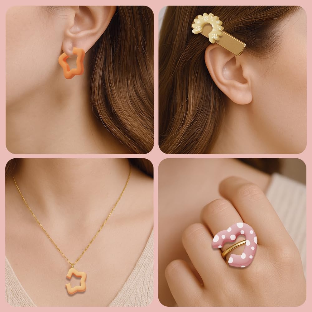 Polymer Clay Cutters - 15 Shapes Jewelry Earrings Cutter, Polymer Clay Cutters for Jewelry, Earring Making Kit with Storage Box