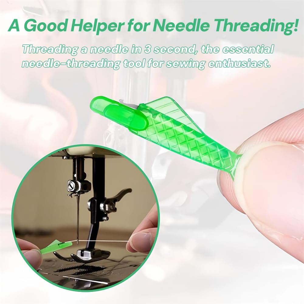 Fish Mouth Needle Threader for Sewing Machine, Quick Sewing Needle Threader Tool, Fish Type Sewing Machine Needle Threader, Sewing Threaders for DIY and Sewing Machine (Green)