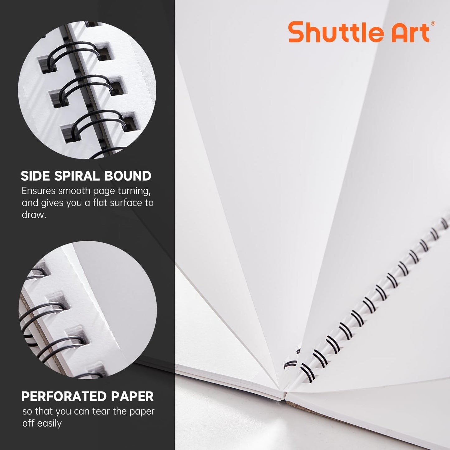 Shuttle Art Marker Pad, 8.9”x8.3” Portable Sketchbook, 40 Sheets Marker Drawing Paper, 110LB/180GSM Smooth Surface Bleedproof Art Paper, Spiral-Bound, Great for Beginners to Draw, Paint & Sketch