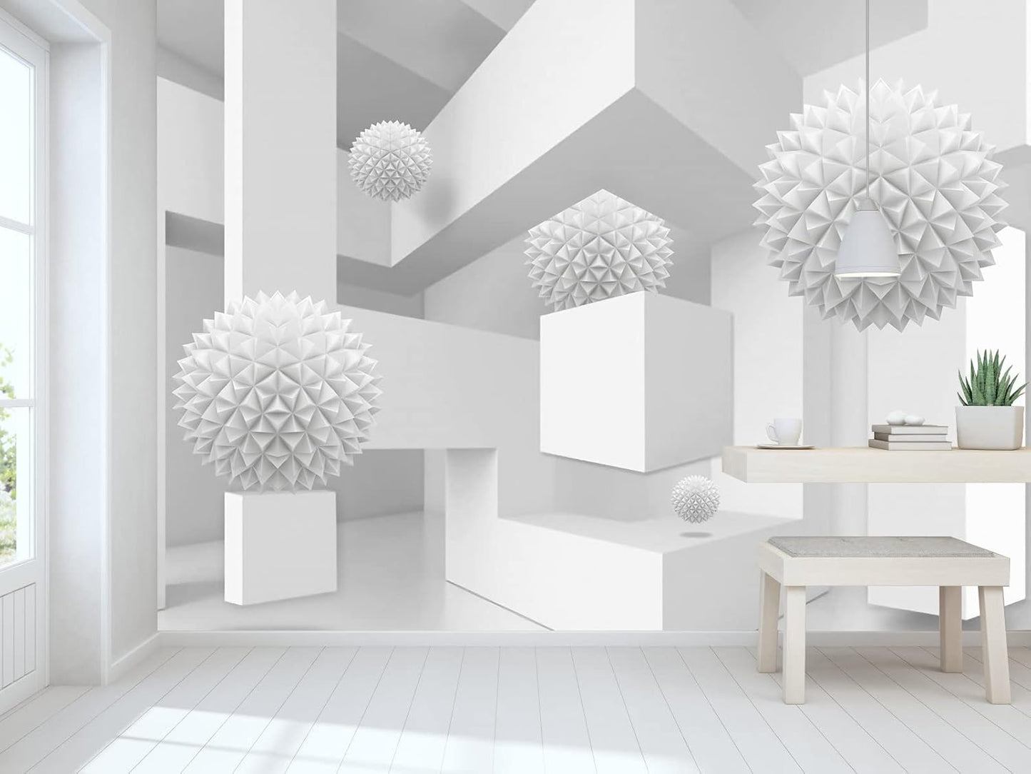 3D Wallpaper Abstract Tunnel Space Stereo Wall Mural Metal Ball Tapiz para Pared for Bedroom Living Room TV Background Wall Studio(Not Peel and Stick)