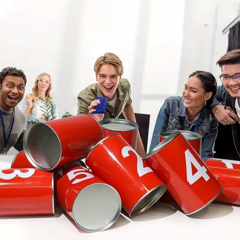13 Carnival Can Games Bean Bag Toss Carnival Games, Including 10 Tin Cans and 3 Bean Bag Easter Outdoor, Suitable for Family Gatherings, Birthdays, Indoor and Outdoor Activities