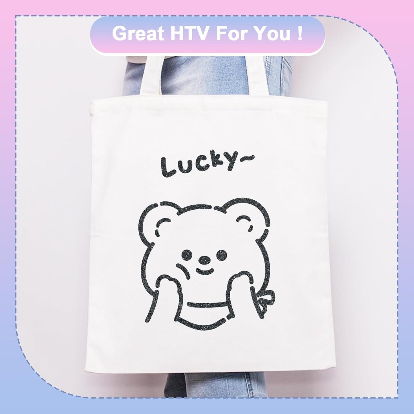 Glitter HTV Heat Transfer Vinyl Rolls- 12" x 10ft. Glitter Iron on Vinyl for DIY T-Shirts, Glitter for All Cutters, Heat Transfer Vinyl (Black)