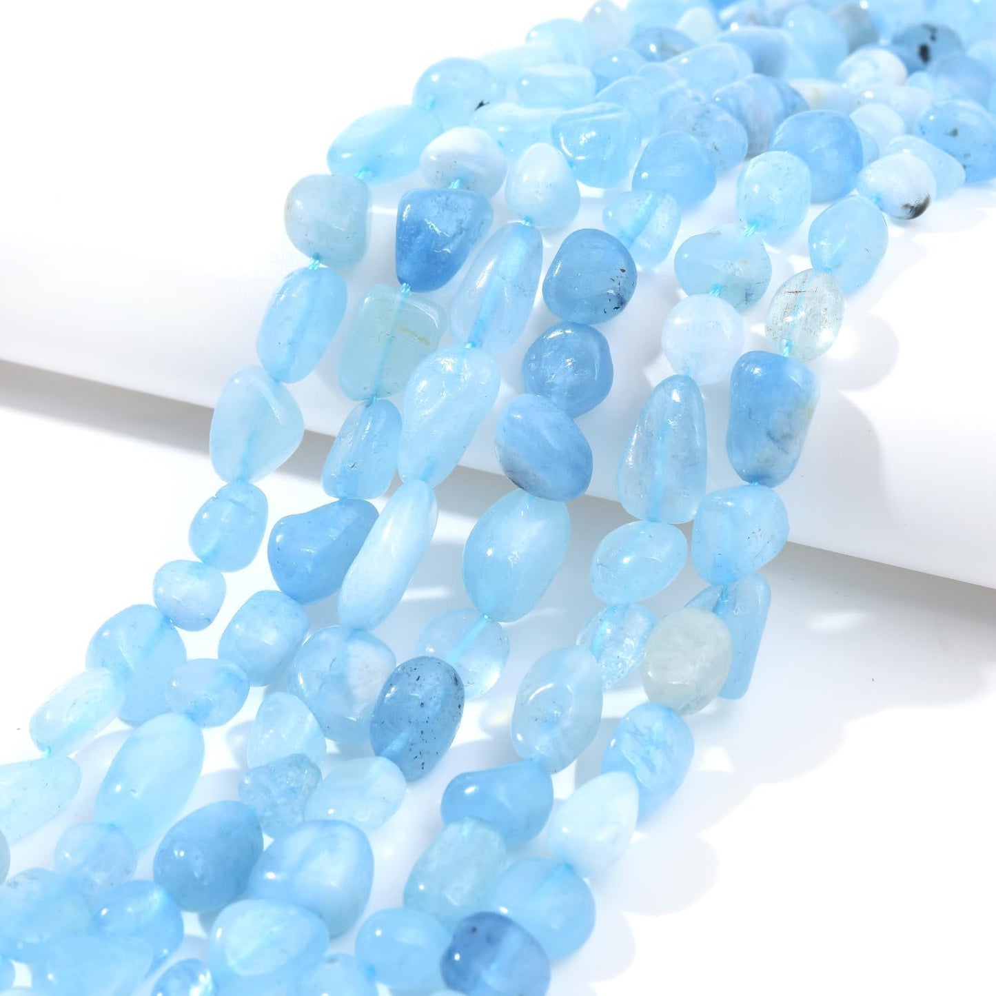 Aquamarine Pebble Nugget Oval Free Tumbled Stone 6-8mm Natural Gemstone Loose Beads Approx 15.5 inch for DIY Jewelry Making