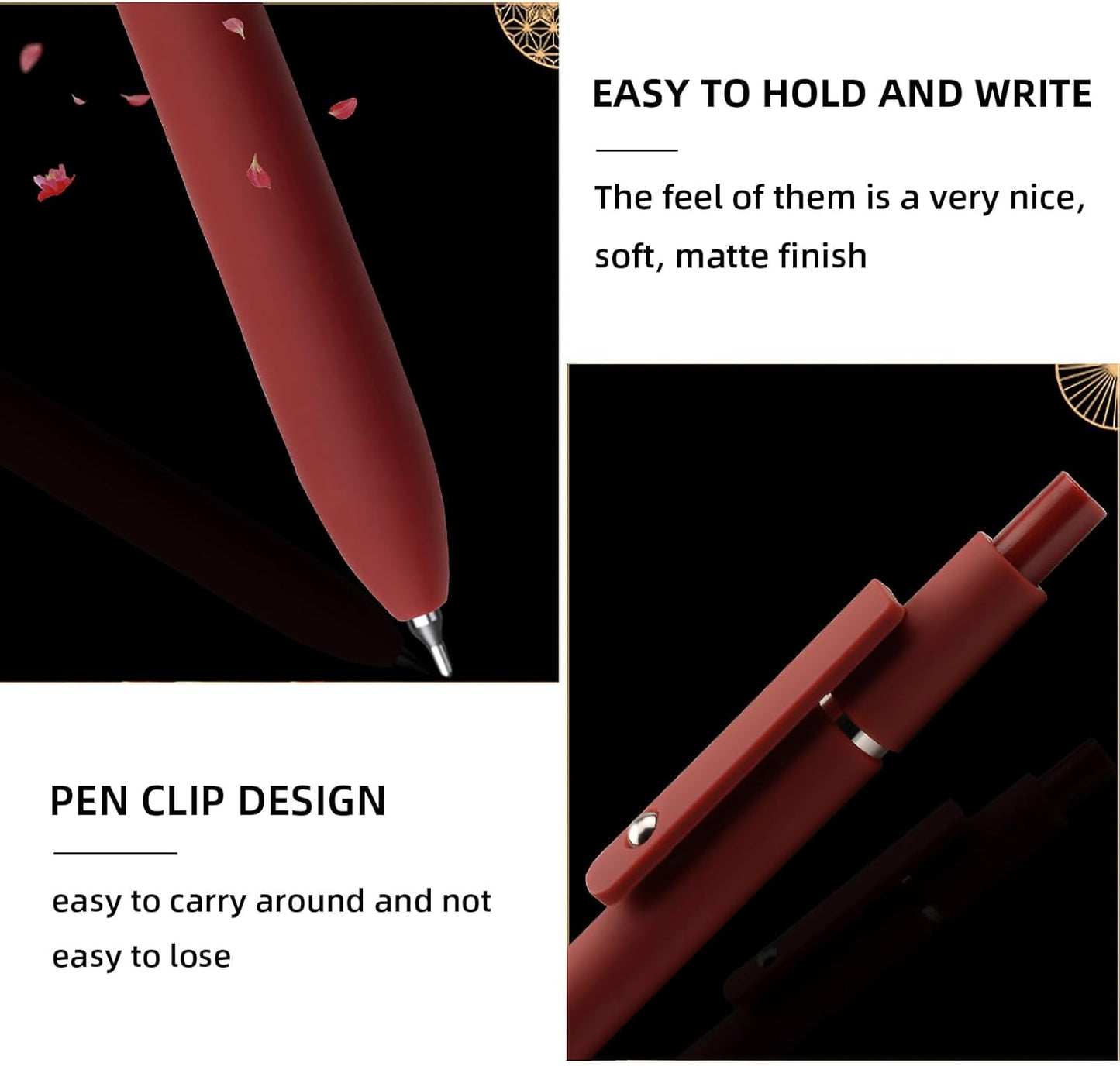 Gel Pens, 5 Pcs 0.5mm Fine Point Smooth Writing Pens Cute Pens, High-End Series Black Ink Pens for Journaling Note Taking, School Office Supplies for Women Men (5 Pcs Vintage)