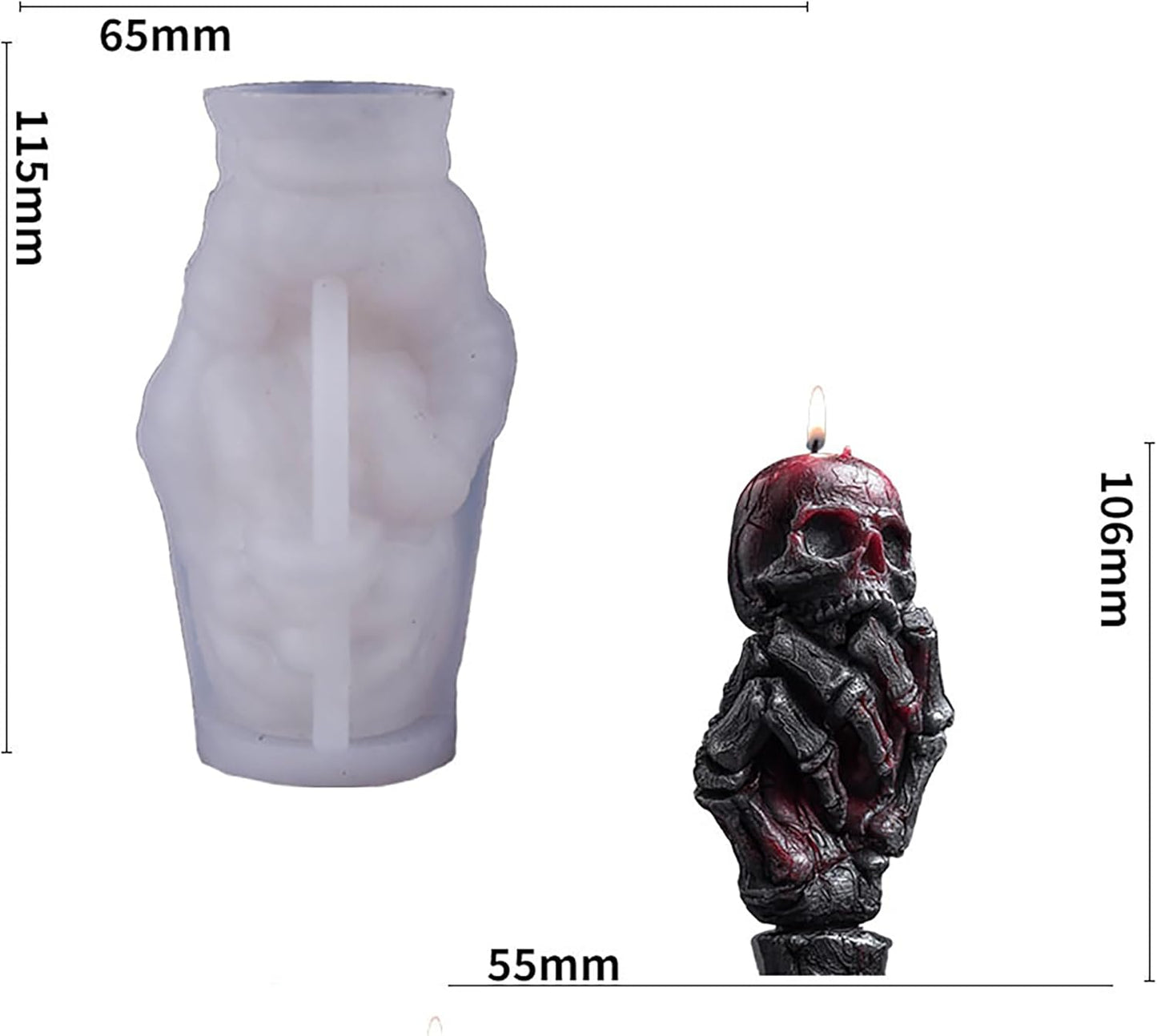 Skull Hand Ghost Cylinder Molds Silicone Wave Spiral Candle Mold - Silicone Resin Casting Molds for Candle & Resin & Soap Craft Supplies
