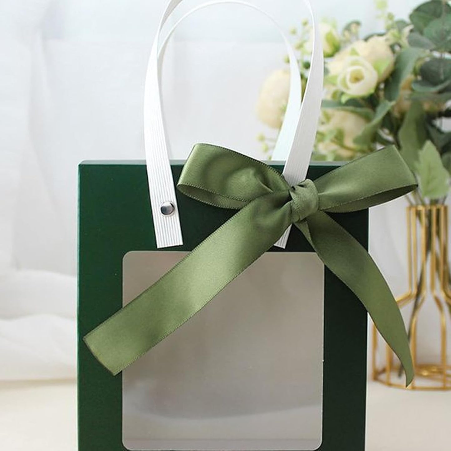 3/8" X 100 Yards Spring Moss Satin Thin Ribbon Solid Color Double Faced Ribbons Perfect for Crafts Wedding Decor Bow Making Arts Sewing and More