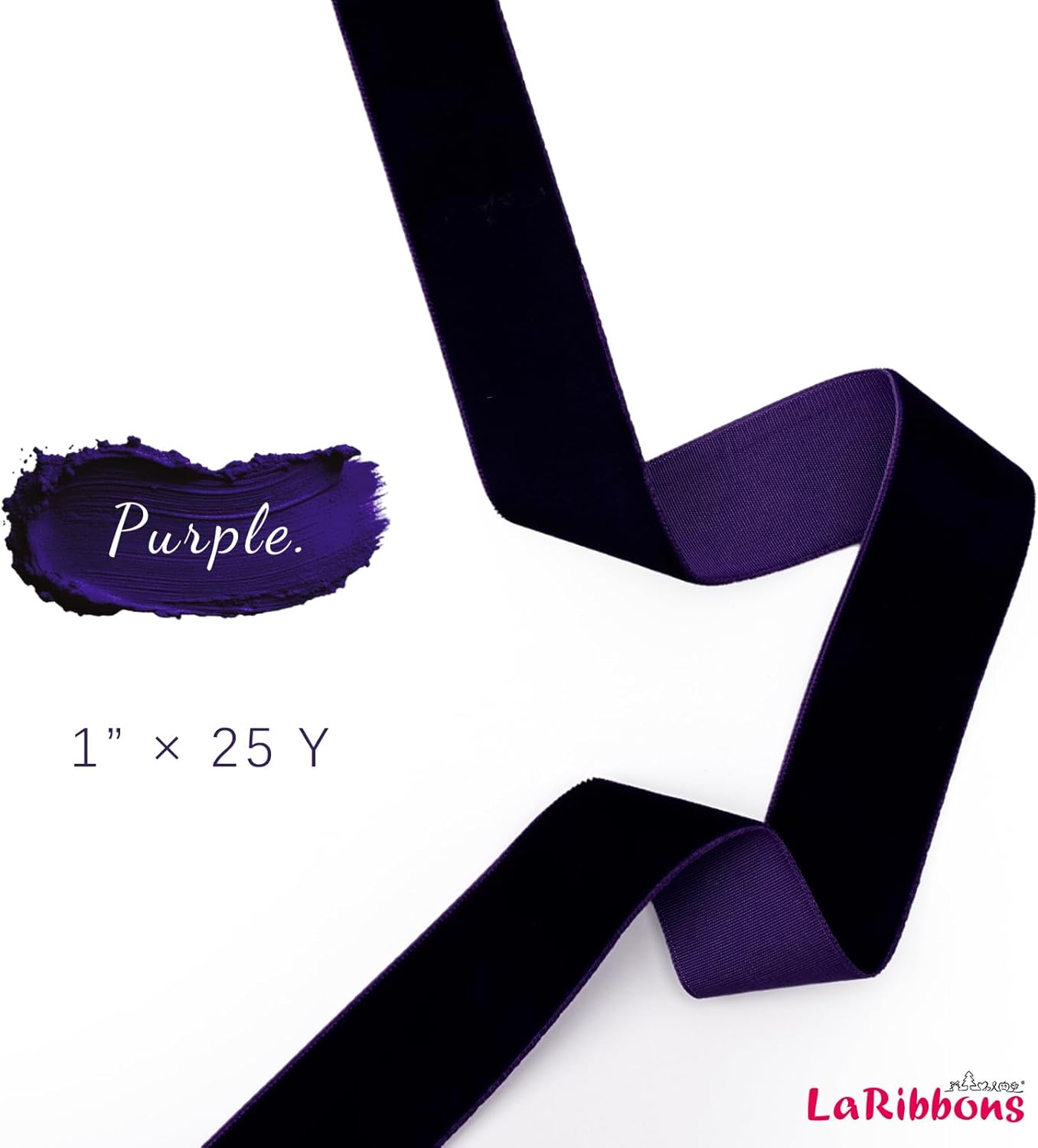 LaRibbons Thin Velvet Ribbon 1 Inch x 25 Yards, Purple Velvet Ribbon for Christmas Tree, Gift Wrapping, Wreath Bow, Outdoor Decoration