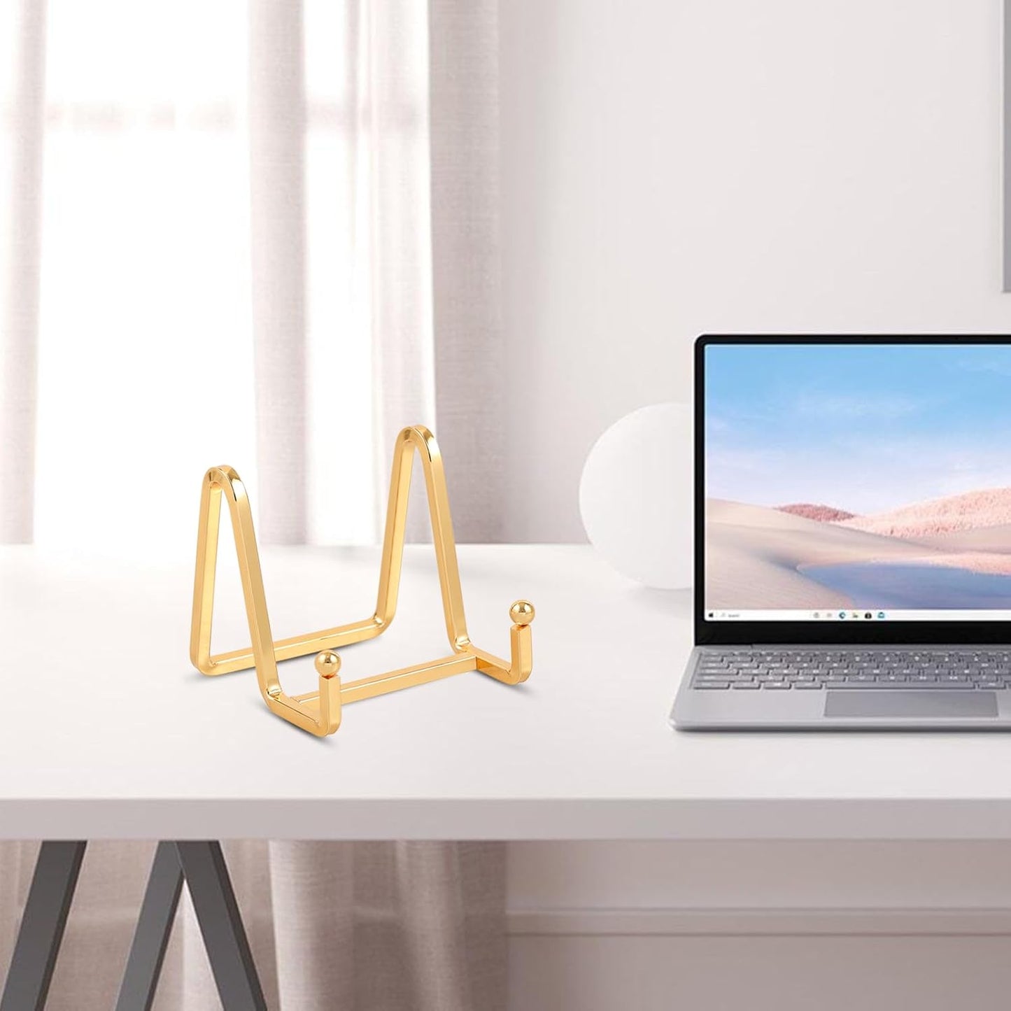 Plate Holder Easel Display Stand - 3 inch Metal Plate Stands for Display - Tabletop Picture Stand - Gold Iron Easels for Display Pictures | Photo Frames | Book | Decorative Plates | Plaque - 4 Pack