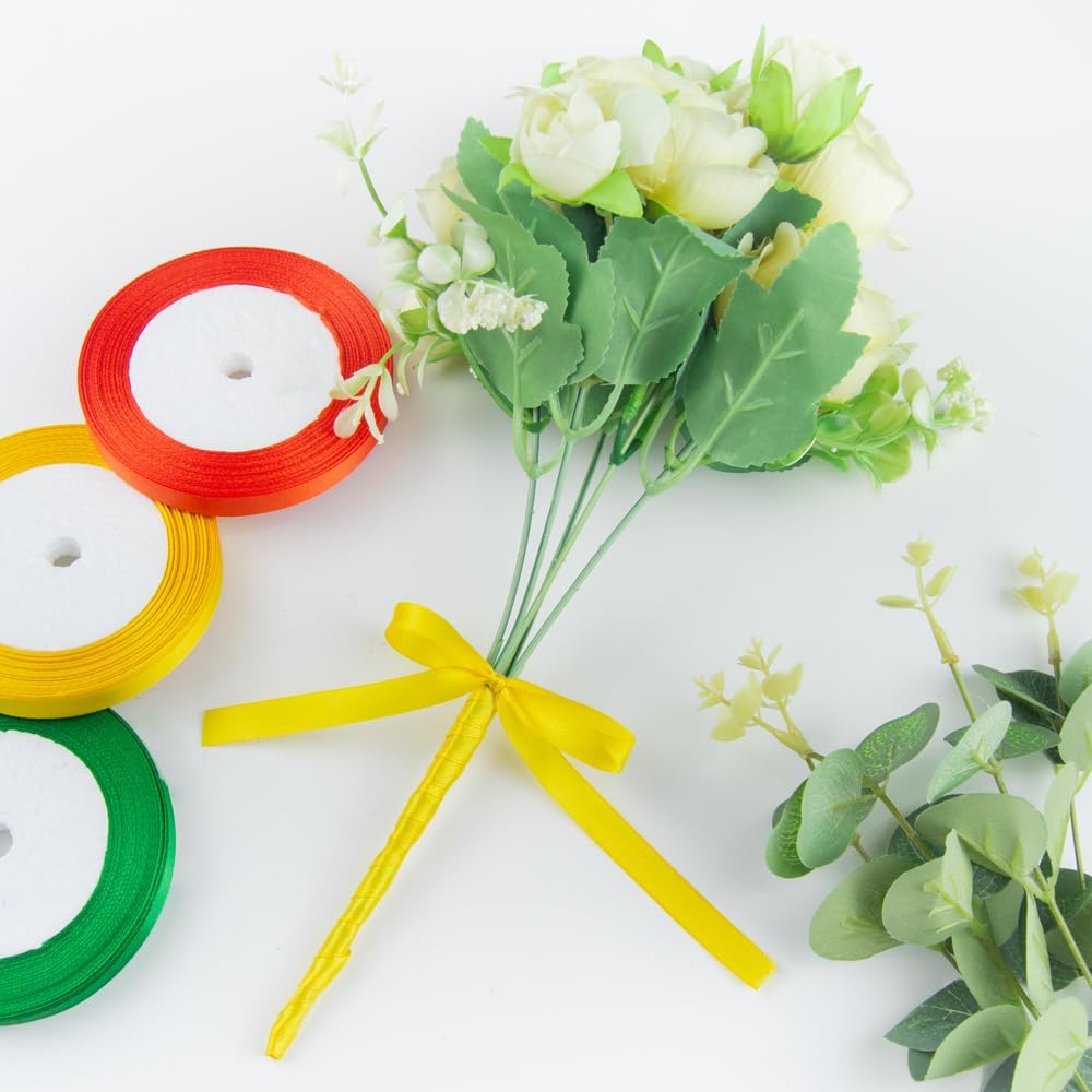 5/8 Inch 25 Yards Satin Ribbon White, Solid Color Fabric Ribbon for Gift Wrapping, Wedding, Polyester Gift Ribbon for Birthday Party Decoration, Craft, Hair, Floral, Sewing