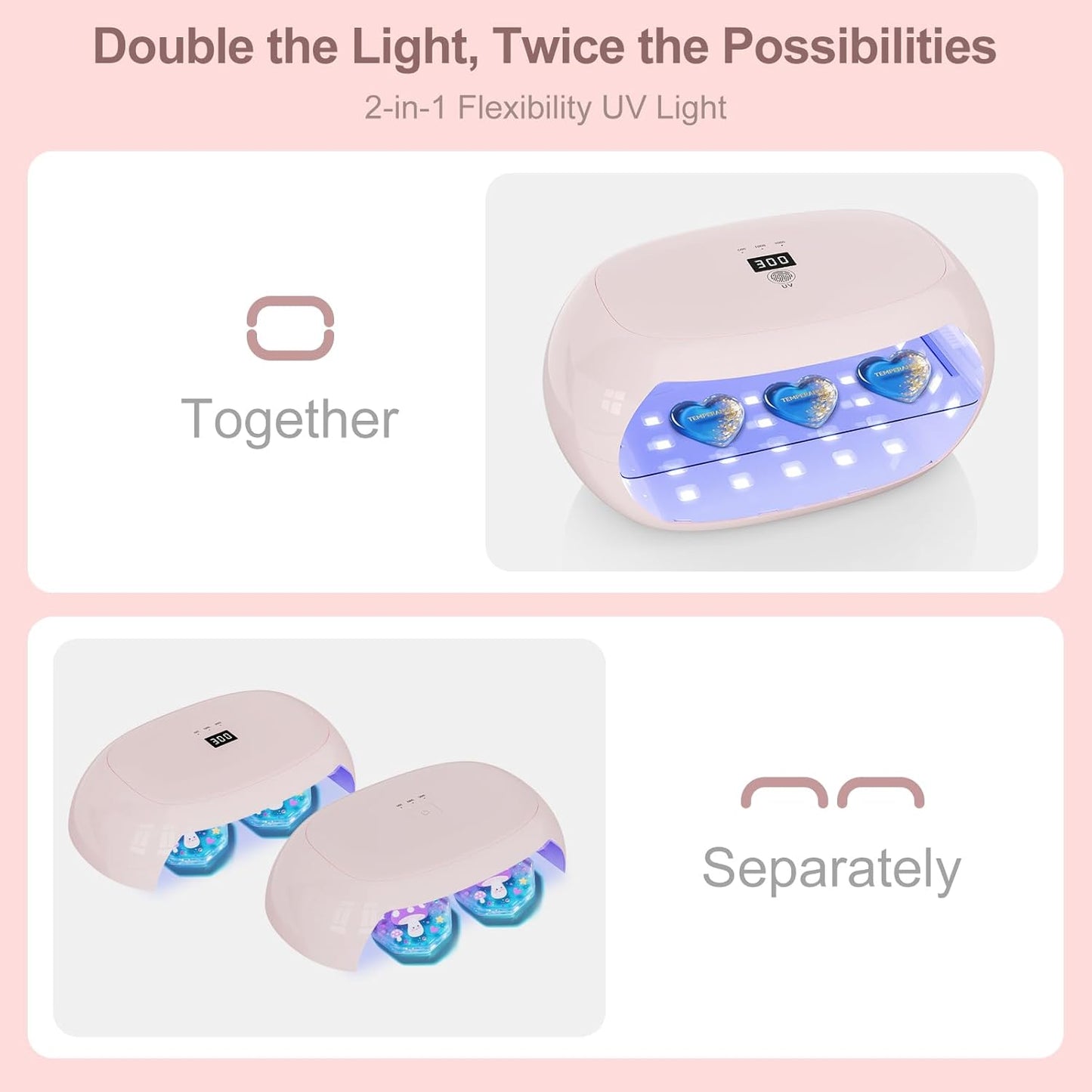 PUWANJILI UV Light for Resin,360° Ring Dual-Layer & Adjustable Time Setting (1/3/5min)UV Resin Light,56 LED High-Powered UV Lamp for Resin Curing,Fast Curing Lamp for Resin Molds,DIY Crafts Decor,Pink