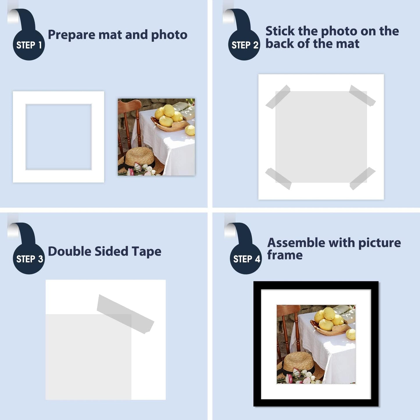 Mat Board Center, Pack of 10, 14x14 for 10x10 White Photo Picture Mats - Acid Free, 4-ply Thickness, White Core - for Pictures, Photos, Framing