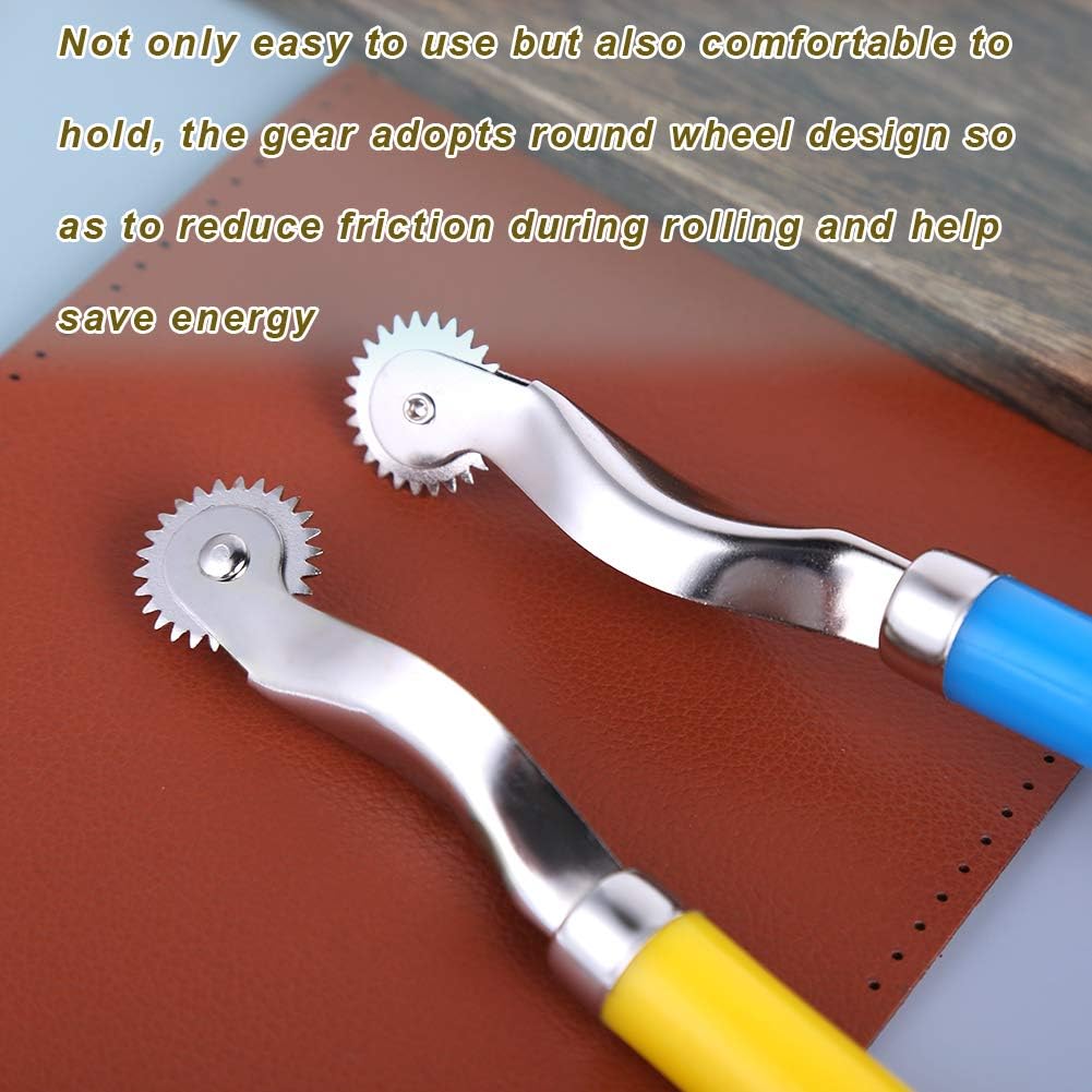 LUNARM 2 Pcs Tracing Wheel Sewing Tool, Plastic Handle Needle Point Tracing Wheel, Random Color Tracing Wheel Sewing Tool, Professional Stitch Marking Spacer for Arts and Leather Crafts