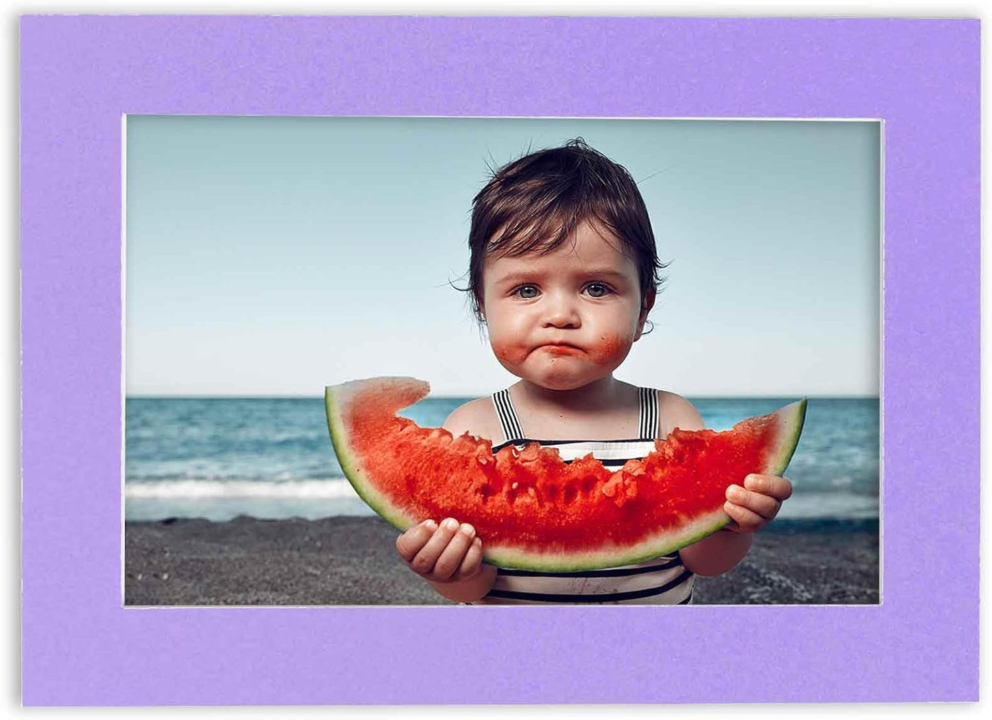 Pack of 25 Acid Free 8x10 Mats Bevel Cut for 5.5x8.5 Photos - Light Purple Precut Matboards With Backing Boards and Clear Photo Mat Bags For Pictures, Photos, Framing - 4-ply Thickness