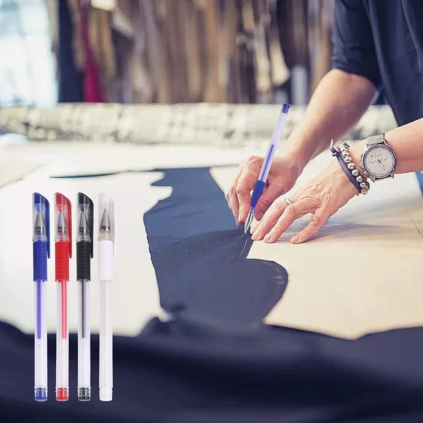 JANYUN 4 Pieces Heat Erasable Pens for Fabric with 12 Refills Fabric Marking Pens Fabric Markers for Quilting Sewing DIY Dressmaking Fabrics Tailors Chalk