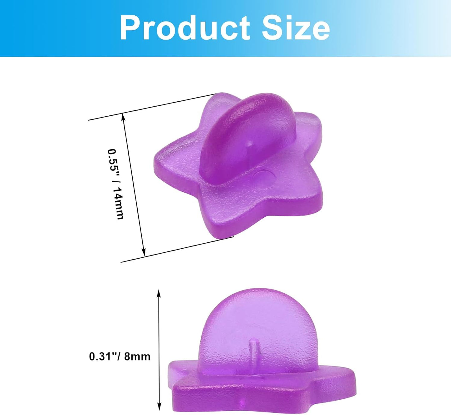 100 Pack Star Shape Rubber Pin Backs, Lapel Pin Backing Locking Pin Keepers, Brooch Holder for Uniform Badge Hat Tie(Purple)