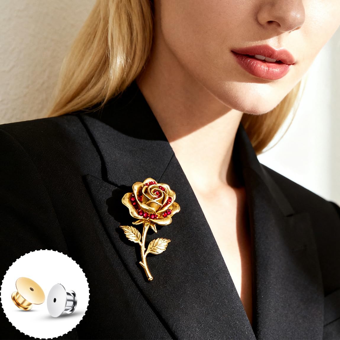 Locking Pin Backs - Enamel Brooch Locks Buckle 50pcs Badge Lapel Button Back Lock for DIY Crafts(Gold and Silver)